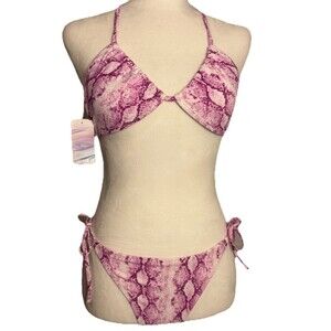 swimwear women, forever 21, brand new, snake pink/multi-color, M Top & Bottom